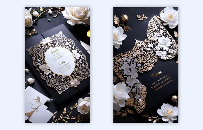 Classic Golden 3D Muslim Wedding Invitation E-Card Instagram Story Template